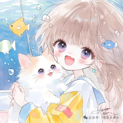 手绘猫猫女孩头像❤