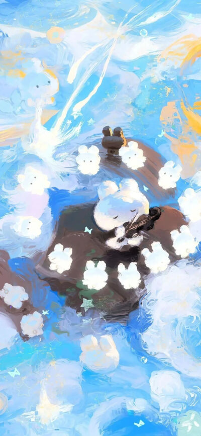 油画风小兔壁纸❤