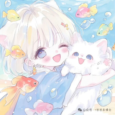 手绘猫猫女孩头像❤