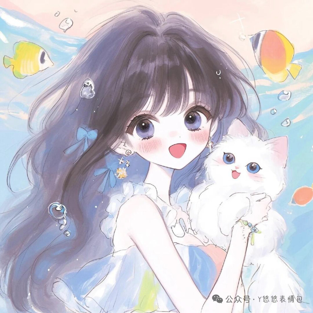 手绘猫猫女孩头像❤