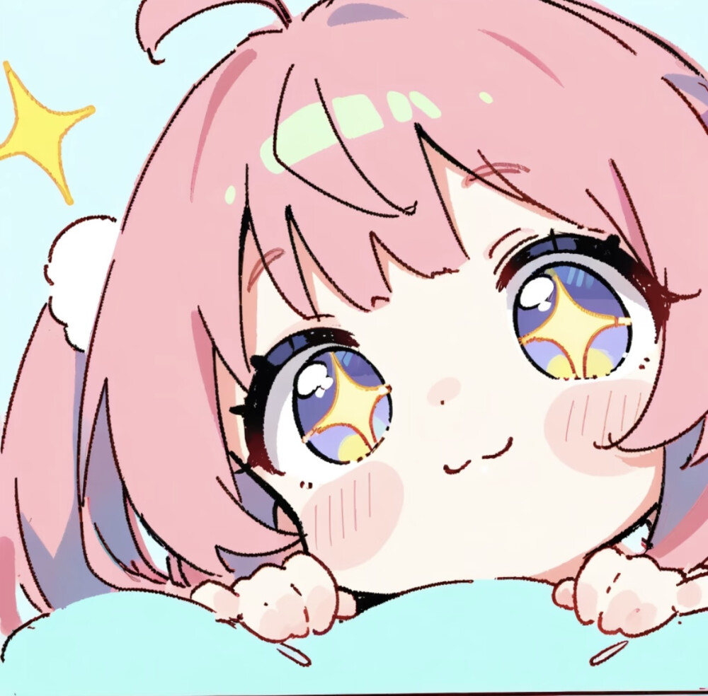 粉毛卡通萌妹头像