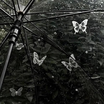 女头+背景图，雨伞头像