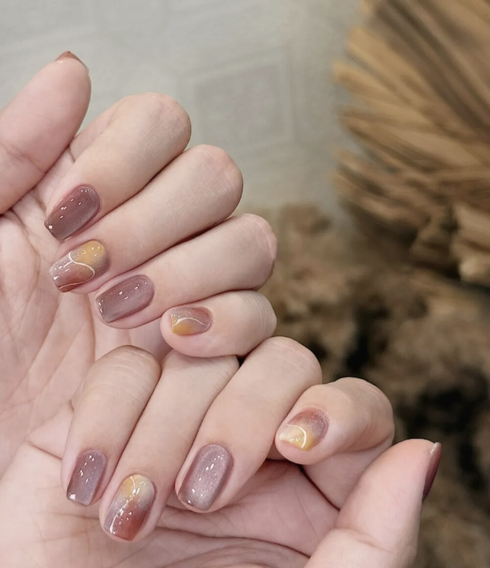 渐变 紫色 法式晕染 咖色