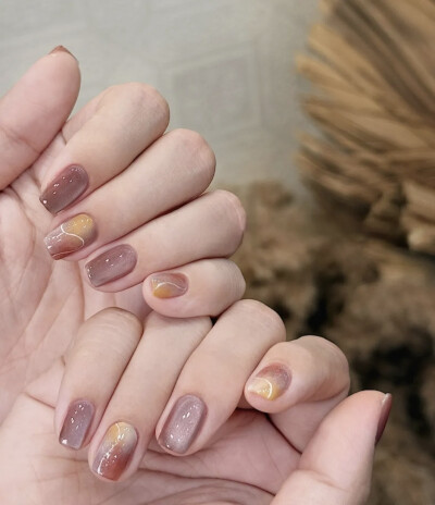 渐变 紫色 法式晕染 咖色