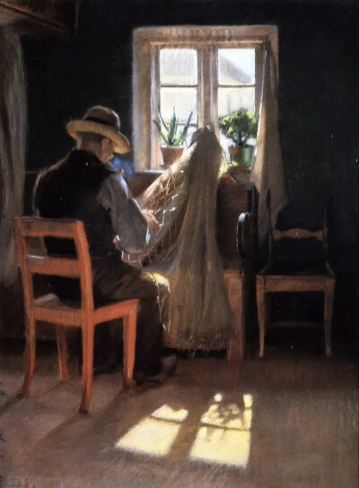 安娜·安彻（Anna Ancher）是丹麦最著名的印象派画家之一，也是斯卡恩画派（Skagen Painters）的核心成员。安娜的作品以对自然光的独特捕捉而著称，她尤其喜欢描绘阳光透过窗户洒在室内的人物或静物上的瞬间。为了研…