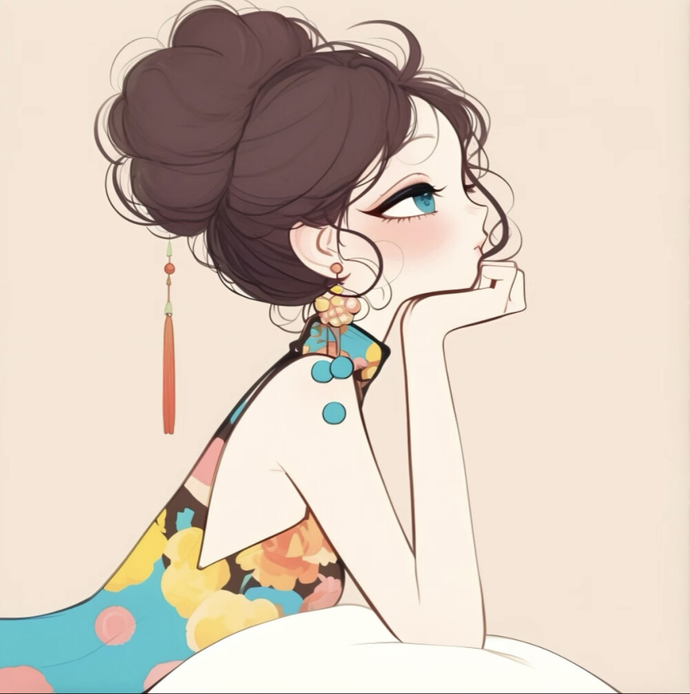 彩色系国风女头