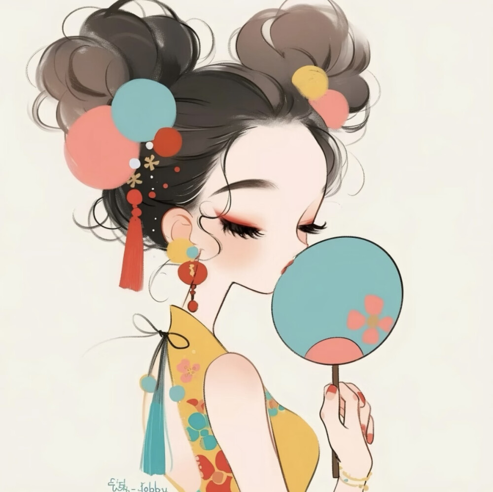 彩色系国风女头