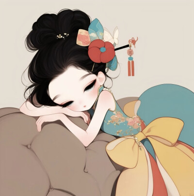 彩色系国风女头