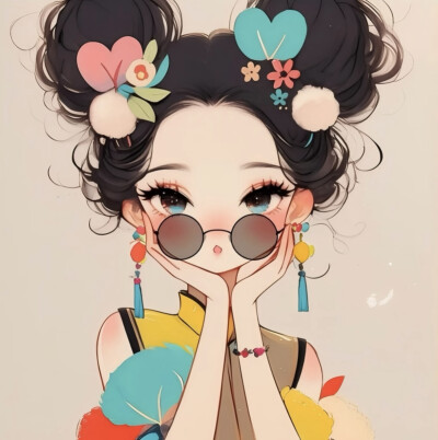 彩色系国风女头