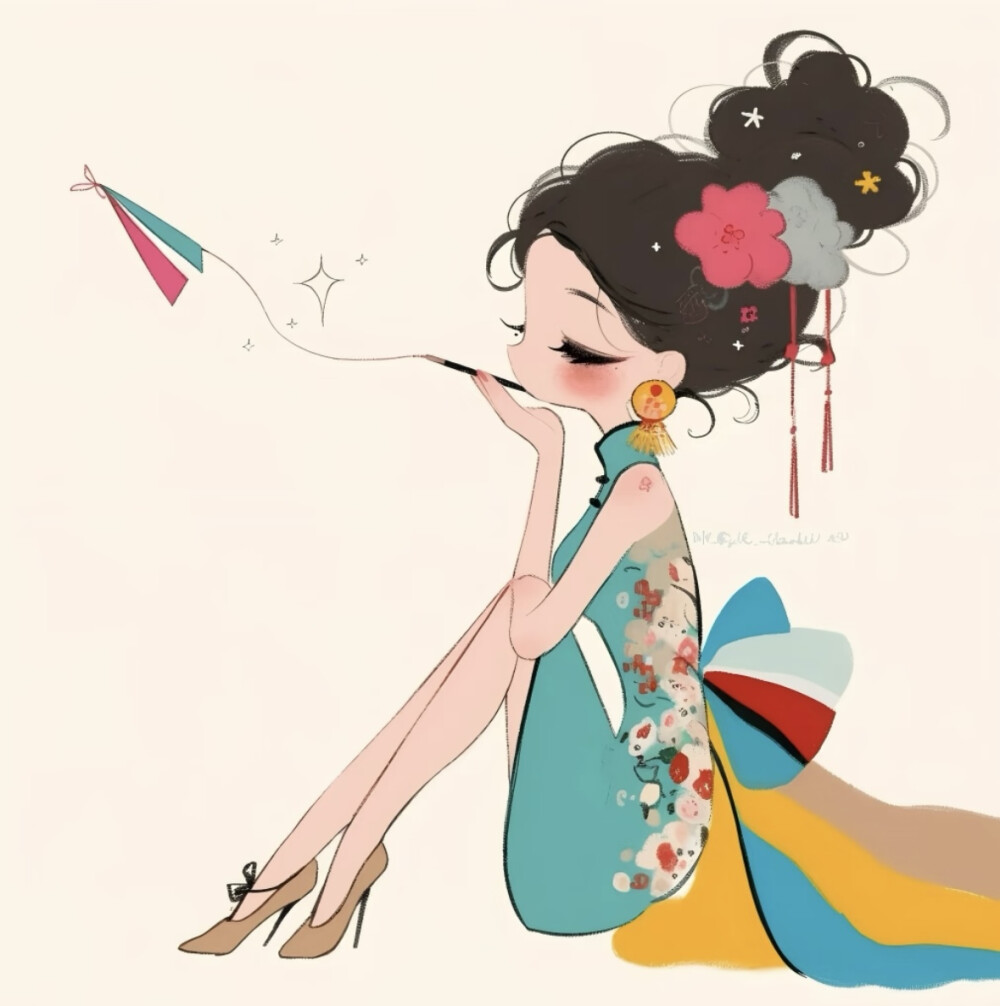 彩色系国风女头