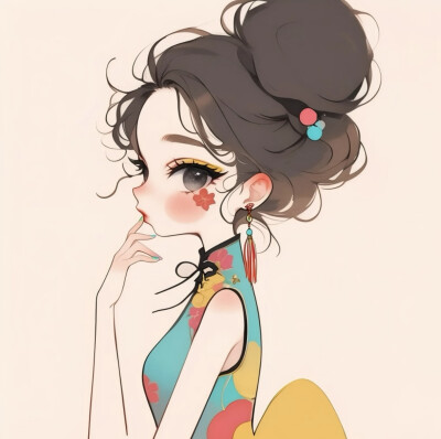 彩色系国风女头