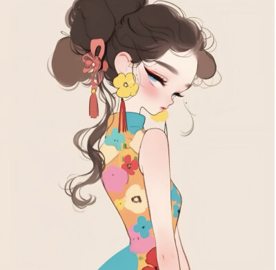 彩色系国风女头