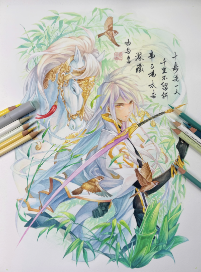 穆逢春绘制，《斗罗大陆》漫画同人创作。《惊行驰韵》，剑斗罗尘心，武魂七杀剑。(侵权删)