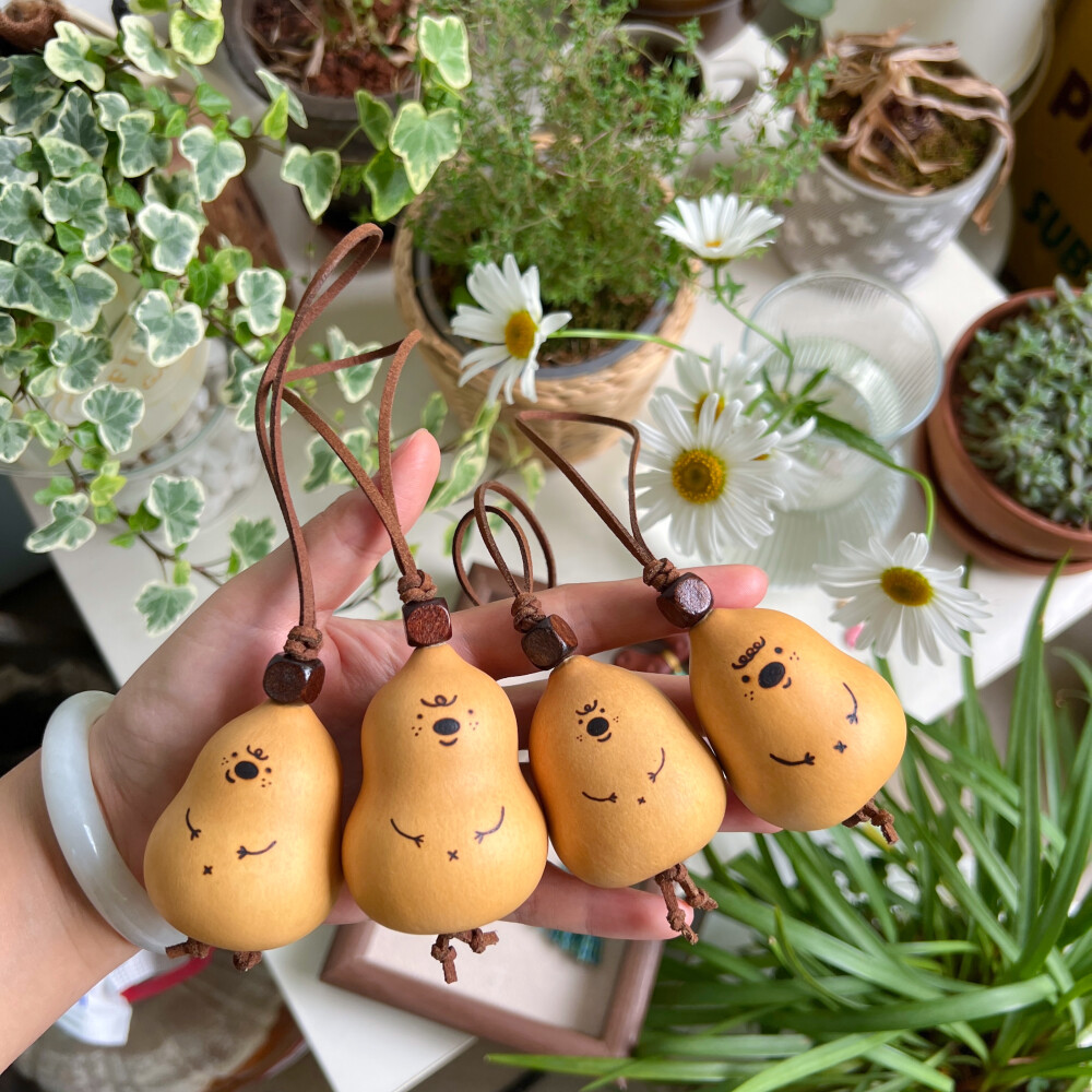 1、今年的青皮葫芦成熟了，从左到右依次是蝴蝶结扁、大天坛墩、小梨子扁、小栗子扁和小苹果扁
2～9，部分已售和有现货的做工小葫芦们～