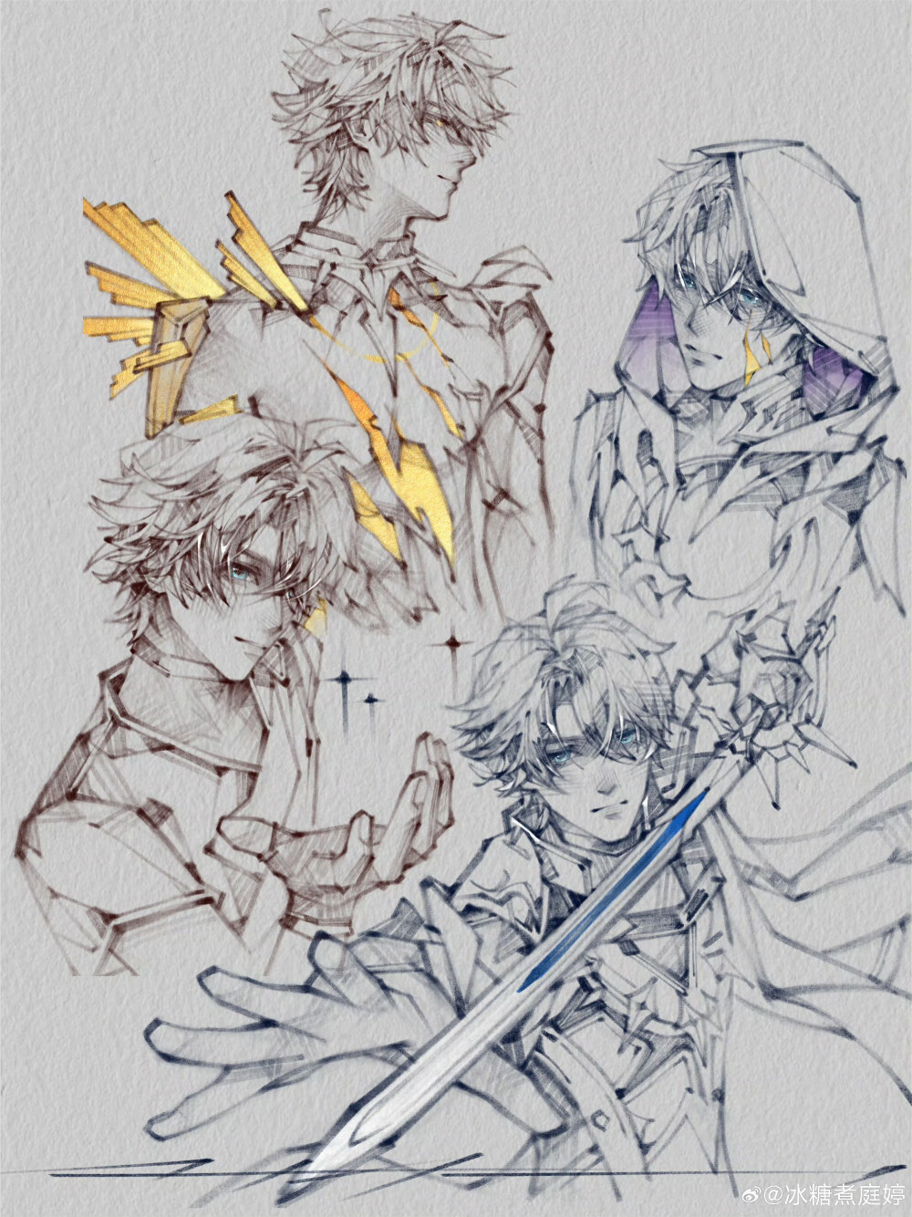 人物插画绘画线稿黑白手绘头像素描临摹细节几何素材风格个性
@冰糖煮庭婷