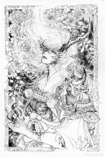 人物插画绘画线稿黑白手绘头像素描临摹细节几何素材风格个性
@俩仪月华