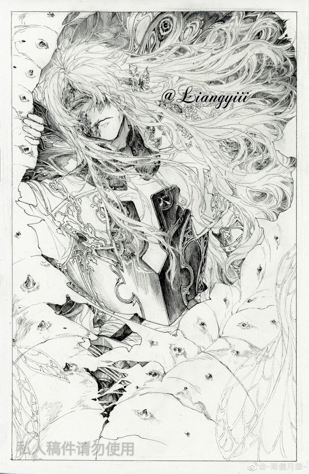 人物插画绘画线稿黑白手绘头像素描临摹细节几何素材风格个性
@俩仪月华