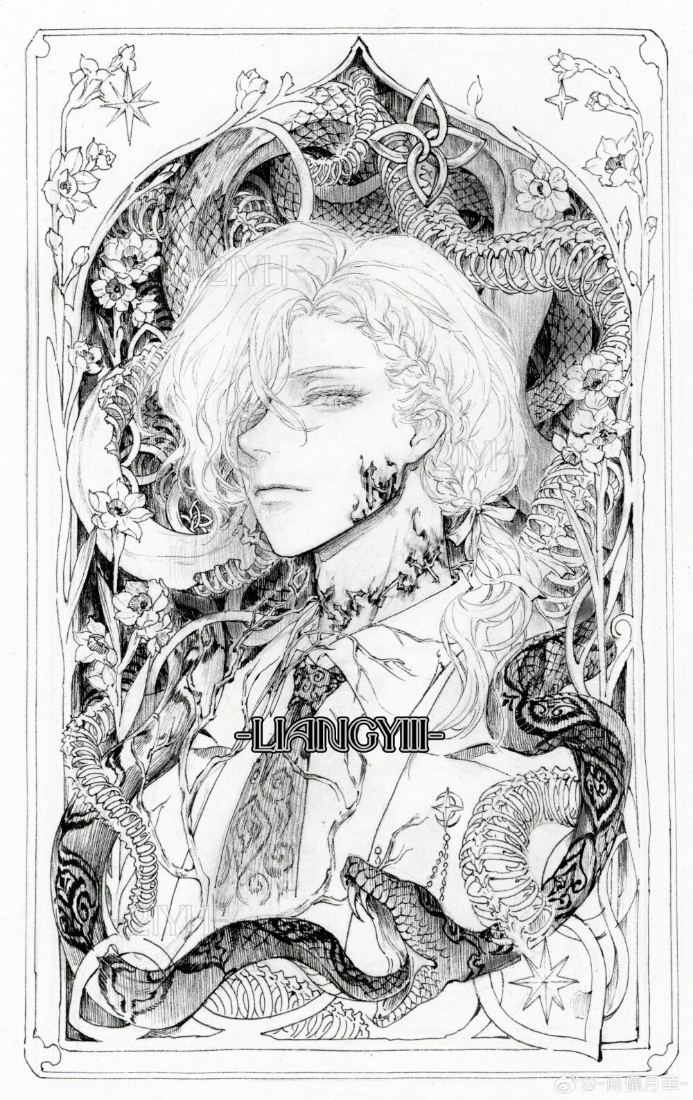 人物插画绘画线稿黑白手绘头像素描临摹细节几何素材风格个性
@两仪月华