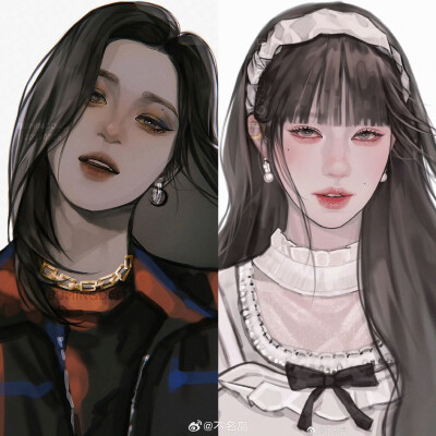 人物插画绘画线稿黑白手绘头像素描临摹细节几何素材风格个性
@不名岛