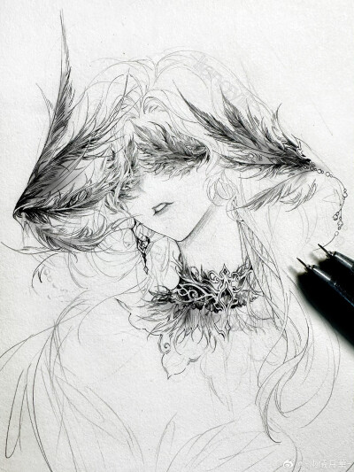 人物插画绘画线稿黑白手绘头像素描临摹细节几何素材风格个性
@两仪月华