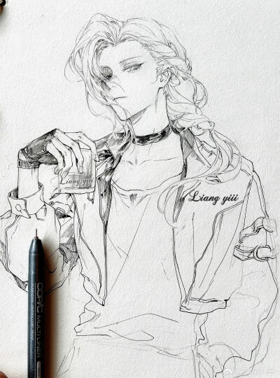 人物插画绘画线稿黑白手绘头像素描临摹细节几何素材风格个性
@两仪月华
