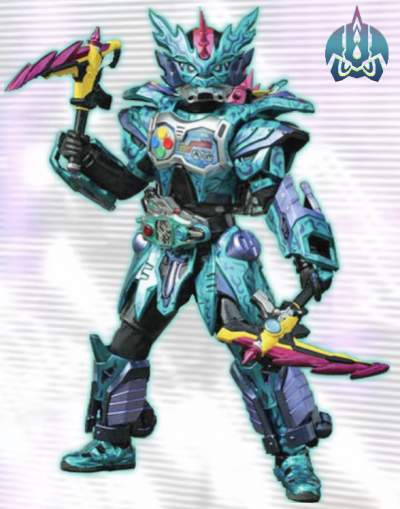 假面骑士狂飚，绝命剑斗X。卡控雀形弓镰。《假面骑士艾克赛德 三部曲 额外结局3 假面骑士幻梦对决的狂飙》。(侵权删)