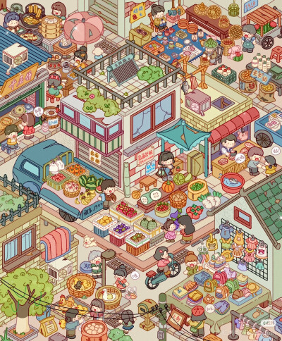 童年的早市.画师:花卷馒头 «侵删致歉»