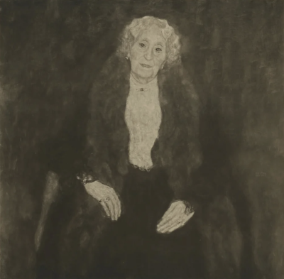 古斯塔夫·克里姆特 (Gustav Klimt)，《夏洛特·普利策肖像》 (1917 年)，由马克斯·艾斯勒 (Max Eisler) 拍摄， 《古斯塔夫·克里姆特》，马克斯·艾斯勒版画 #19 (1931 年)，属于他的作品集“古斯塔夫·克里姆特：余波”…