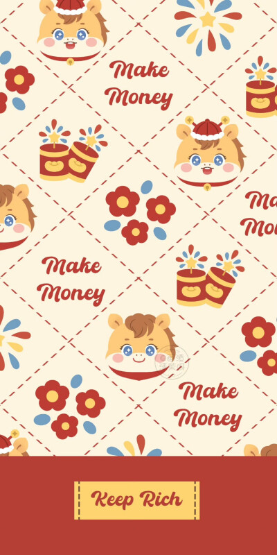 2026马年红色棋盘格｜格纹壁纸