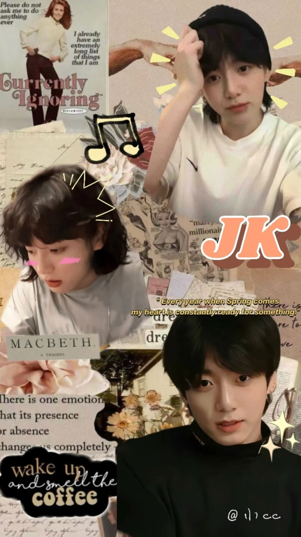 KPOP壁纸第55弹（田柾国拼贴壁纸）
“当我第一次见到你时我的心是怎样波动”