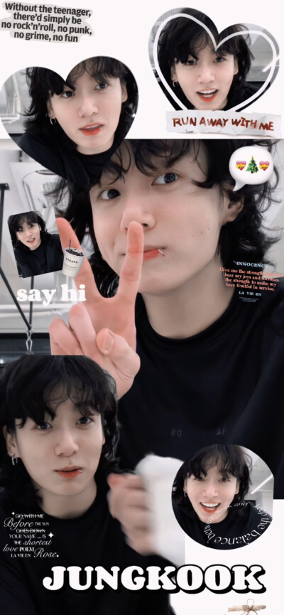 KPOP壁纸第55弹（田柾国拼贴壁纸）
“当我第一次见到你时我的心是怎样波动”