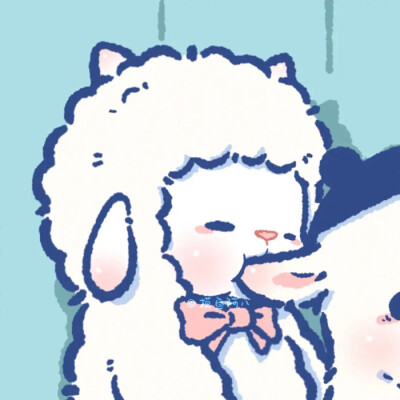 可爱 小羊 情侣 粉色 比心 蓝色