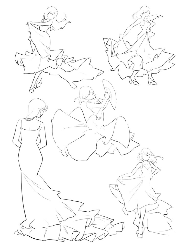 绘图素材｜飘逸的裙摆