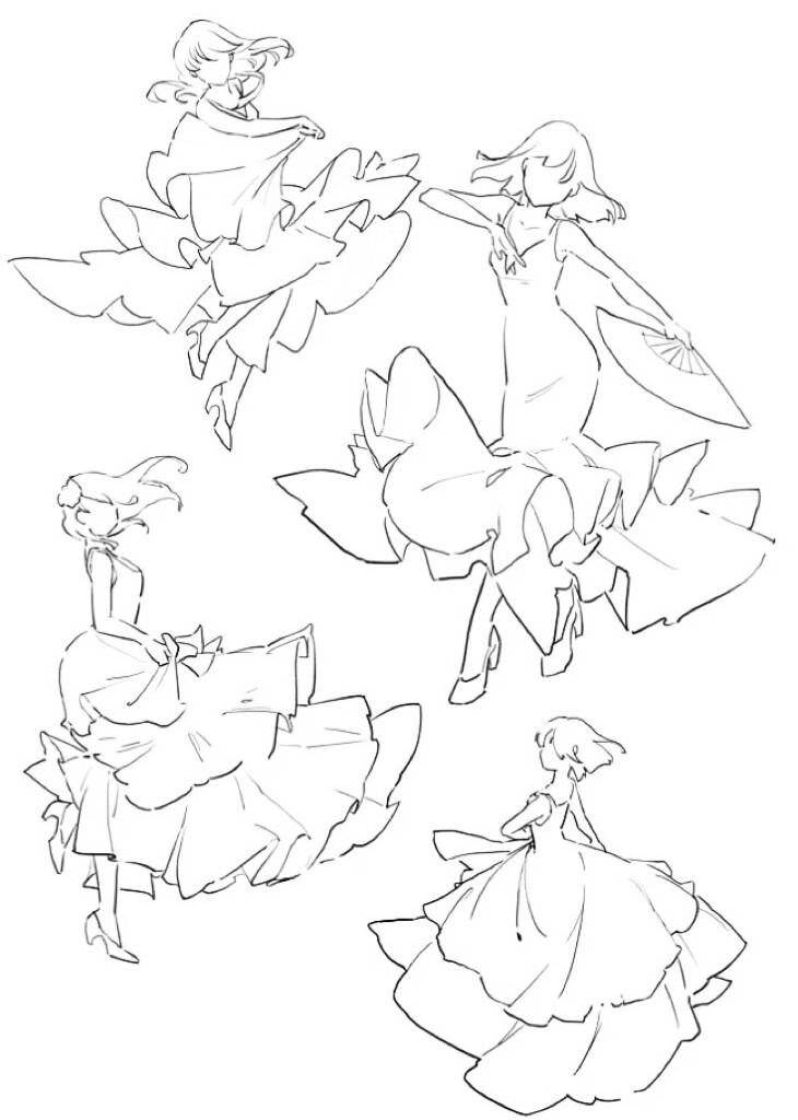 绘图素材｜飘逸的裙摆