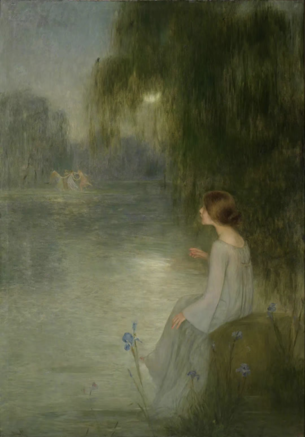 日以阳德，月以阴灵。擅扶光于东沼，嗣若英于西冥。引玄兔于帝台，集素娥于后庭。朓警阙，魄示冲。顺辰通烛，从星泽风。增华台室，扬采轩宫。委照而吴业昌，沦精而汉道融。
若夫气霁地表，云敛天末，洞庭始波，木叶微脱。菊散芳于山椒，雁流哀于江濑；升清质之悠悠，降澄辉之蔼蔼。列宿掩缛，长河韬映；柔祗雪凝，圆灵水镜；连观霜缟，周除冰净。君王乃厌晨欢，乐宵宴；收妙舞，驰清县；去烛房，即月殿；芳酒登，鸣琴荐。
若乃凉夜自凄，风篁成韵，亲懿莫从，羁孤递进。聆皋禽之夕闻，听朔管之秋引。于是弦桐练响，音容选和。徘徊房露，惆怅阳阿，声林虚籁，沦池灭波。情纡轸其何托？诉皓月而长歌。歌曰：
美人迈兮音尘阙，隔千里兮共明月；临风叹兮将焉歇？川路长兮不可越。
歌响未终，余景就毕；满堂变容，回徨如失。又称歌曰：
月既没兮露欲晞，岁方晏兮无与归；佳期可以还，微霜沾人衣！
陈王曰：“善。”乃命执事，献寿羞璧。敬佩玉音，复之无。