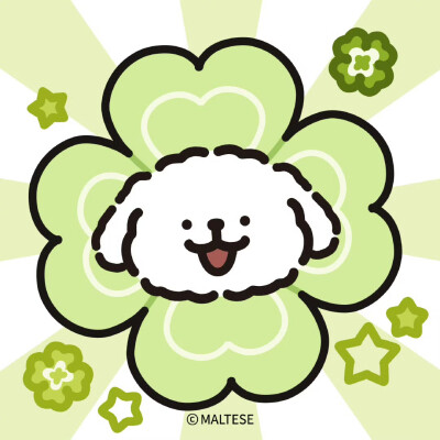 线条小狗幸运草