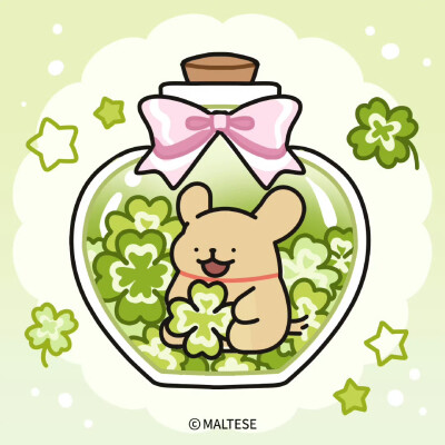 线条小狗幸运草