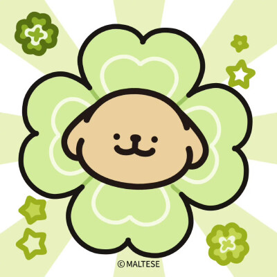 线条小狗幸运草