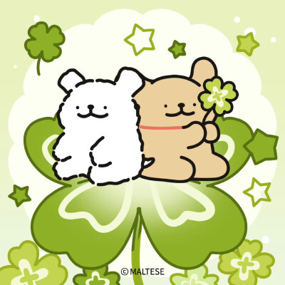 线条小狗幸运草