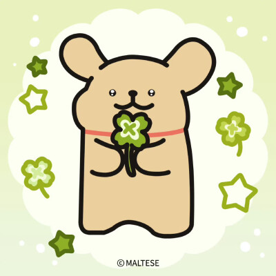 线条小狗幸运草