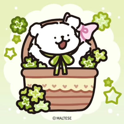 线条小狗幸运草