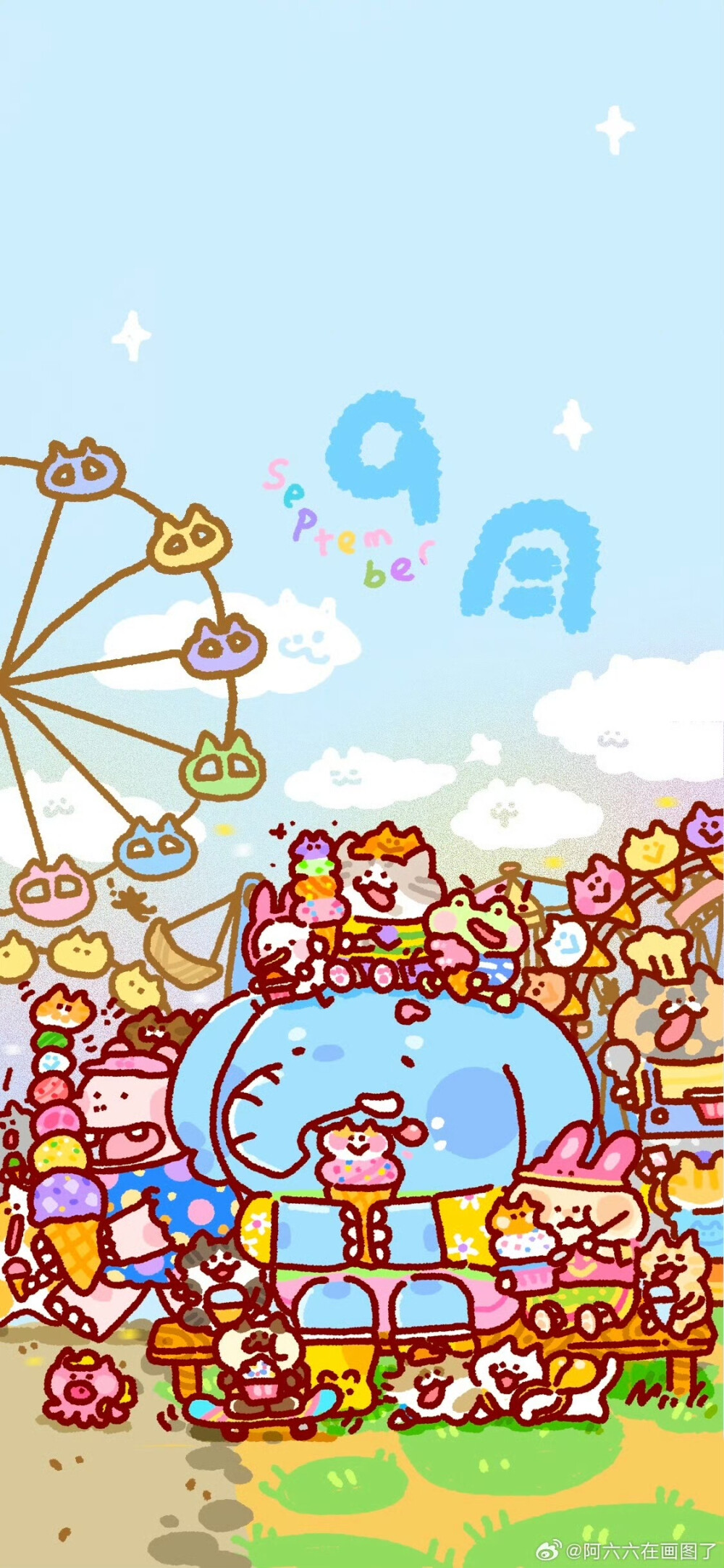 阿六六在画图了