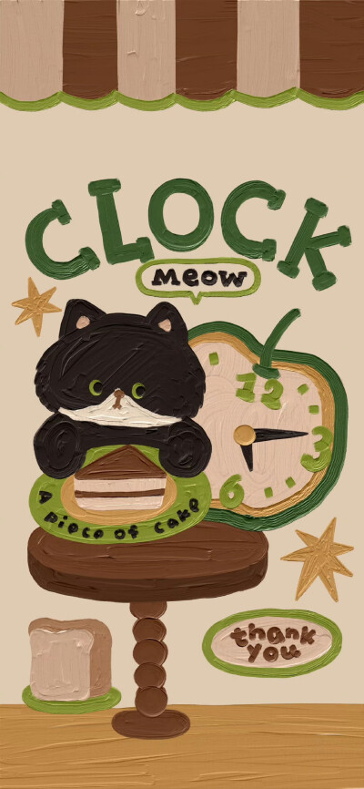 复古棕色秋冬青苹果小黑猫壁纸