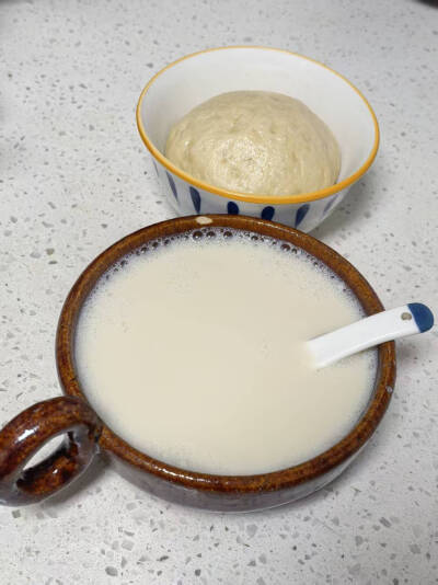 炭火水做的豆浆和豆沙馒头