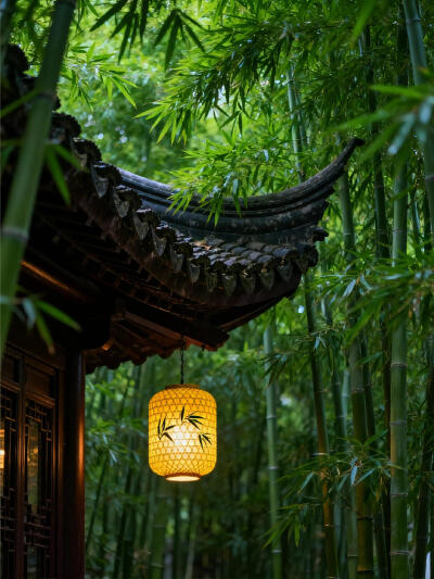 竹影婆娑，光影交错