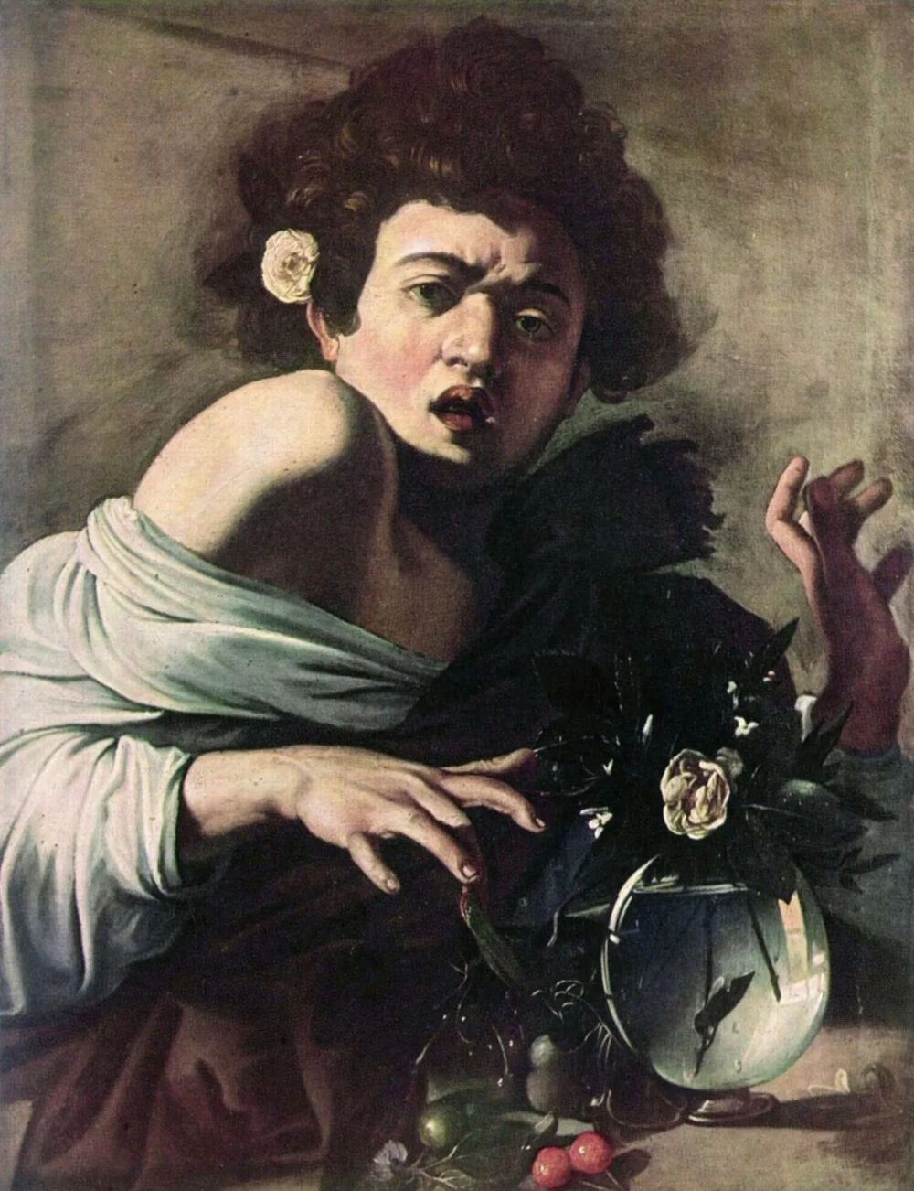 卡拉瓦乔，《被蜥蜴咬伤的男孩》，1593-1594
