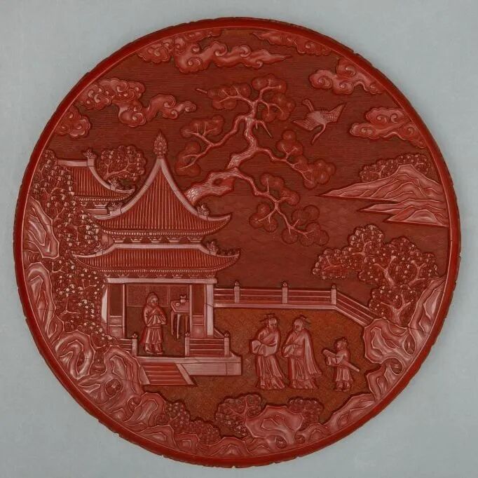 明永乐 剔红携琴访友图圆盒
故宫博物院藏
