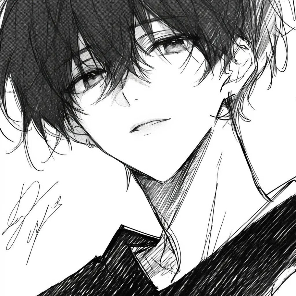 男头 动漫 黑白