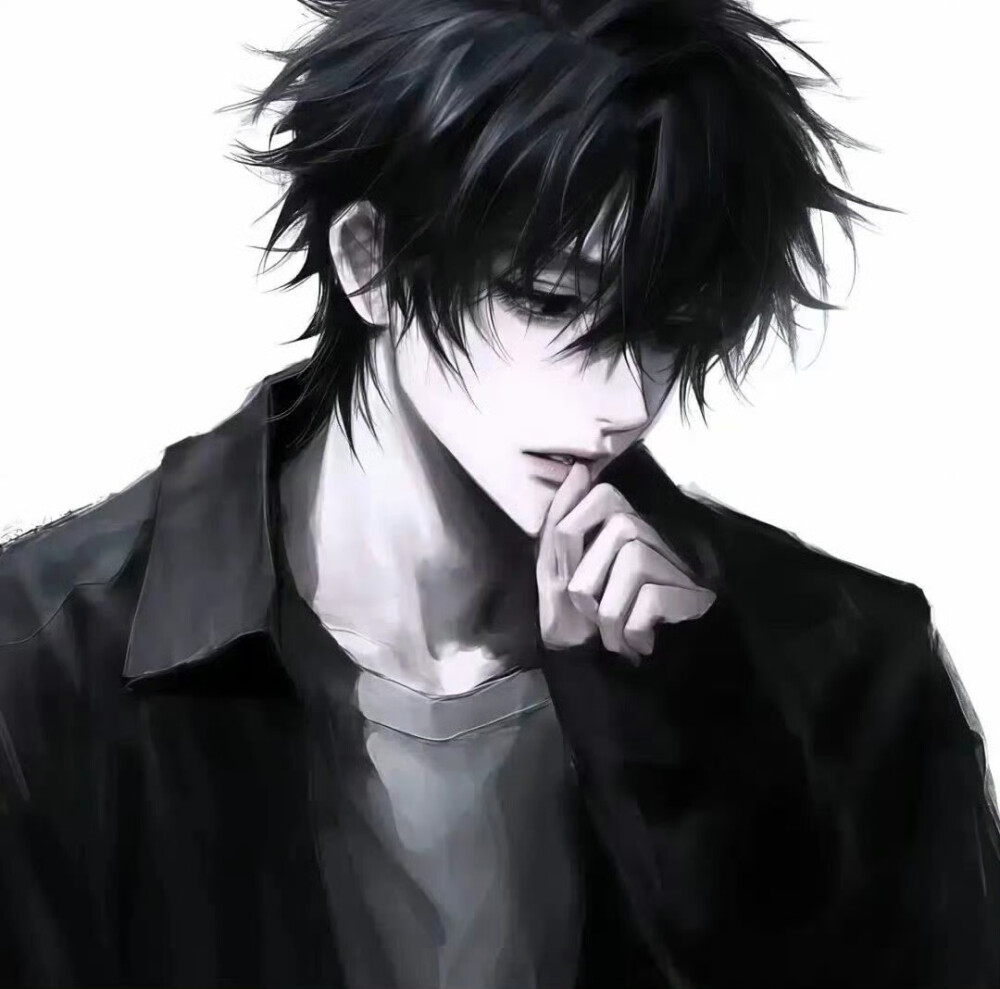 动漫黑白男头（图源网络，侵删）