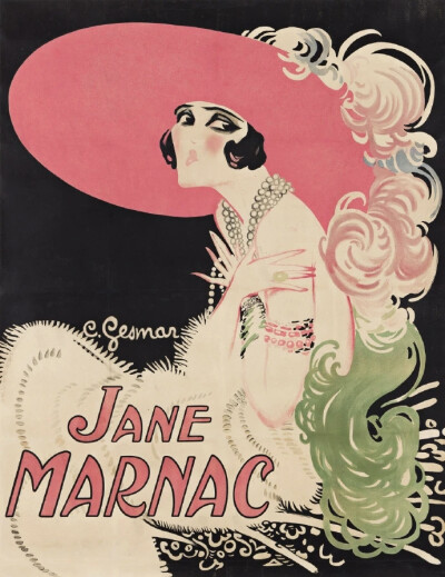 法国插画艺术家Charles Gesmar的插画作品以装饰艺术风格为主，线条流畅，色彩鲜艳，描绘优雅自信的时尚女郎。他擅长细腻的细节处理，动态的构图和舞台化的视觉效果，展现出20世纪20年代的摩登与奢华。Charles Gesmar…